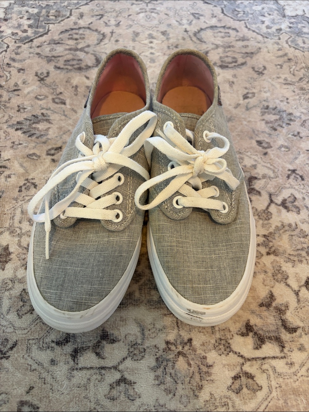 Vans Light Gray Canvas Low-Top Sneakers with White Laces
